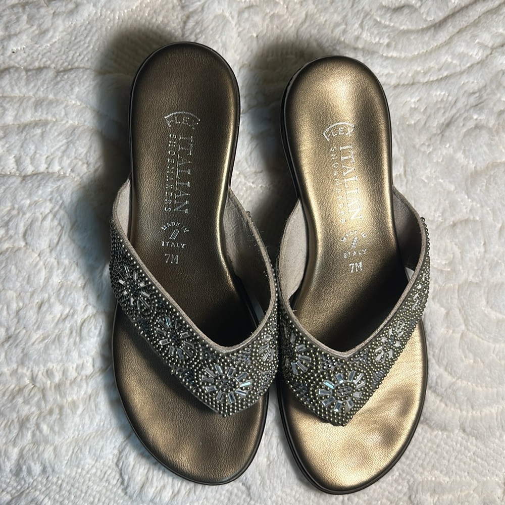 Italian shoemakers Beaded Sandals flex insole sz 7 M - Picture 7 of 10